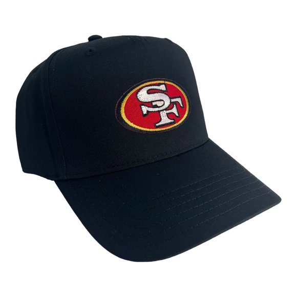 NEW VINTAGE SAN FRANCISCO 49ERS NINERS A FRAME BLACK BASEBALL HAT MID PROFILE - Picture 1 of 5